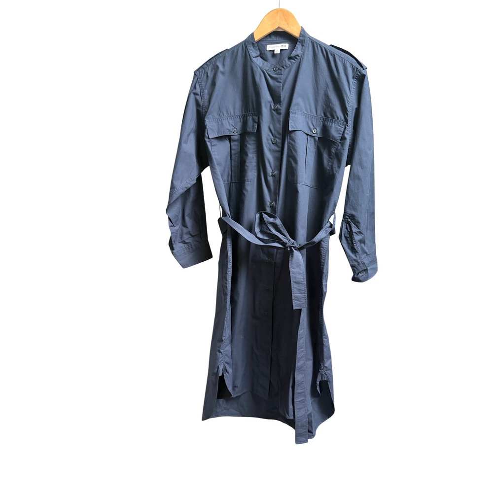 JW Anderson x Uniqlo Navy Blue Cotton Utility Shirt Dress Size M Band Collar